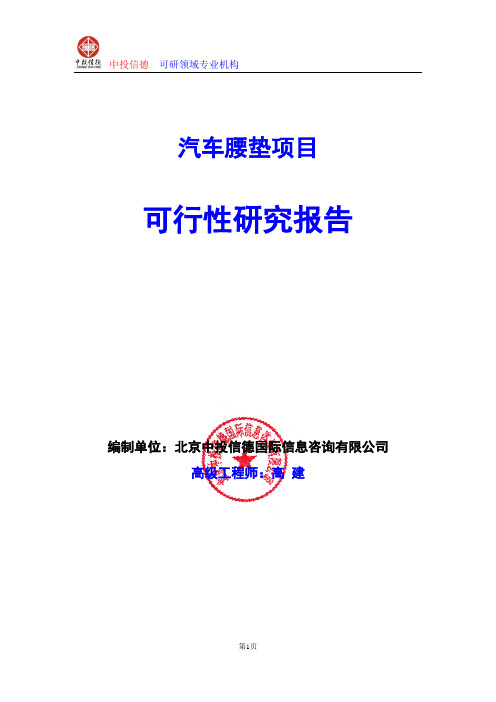 汽车腰垫项目可行性研究报告编写格式及参考(模板word)