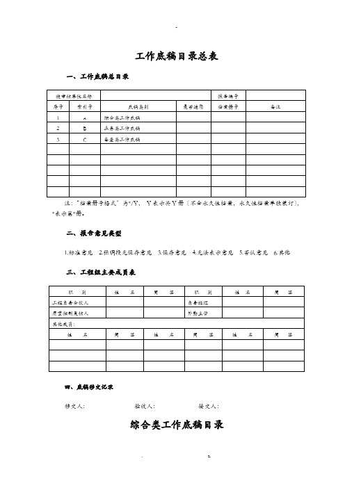 工程施工竣工决算审计底稿模板模板