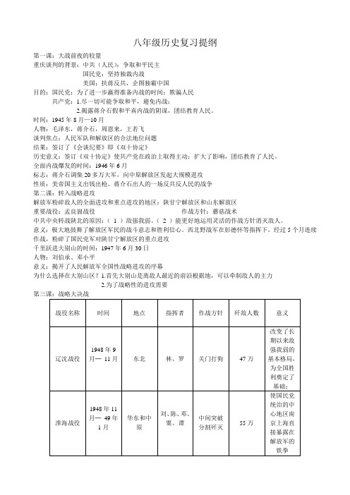 冀教版历史八下1—14课