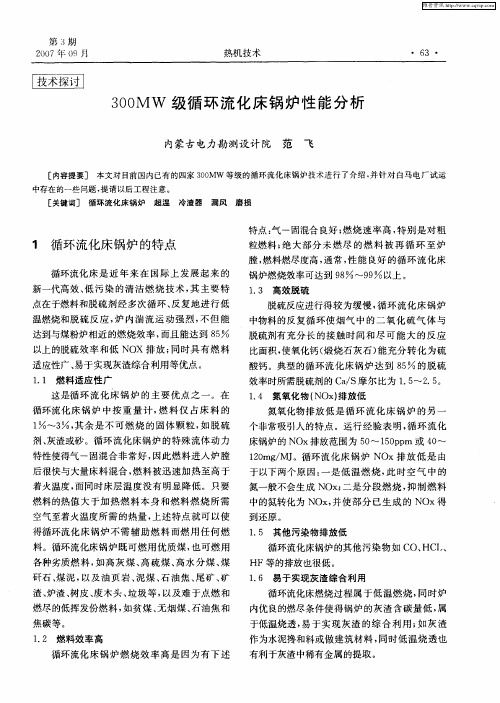 300MW级循环流化床锅炉性能分析