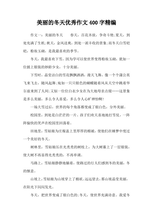 美丽的冬天优秀作文400字精编