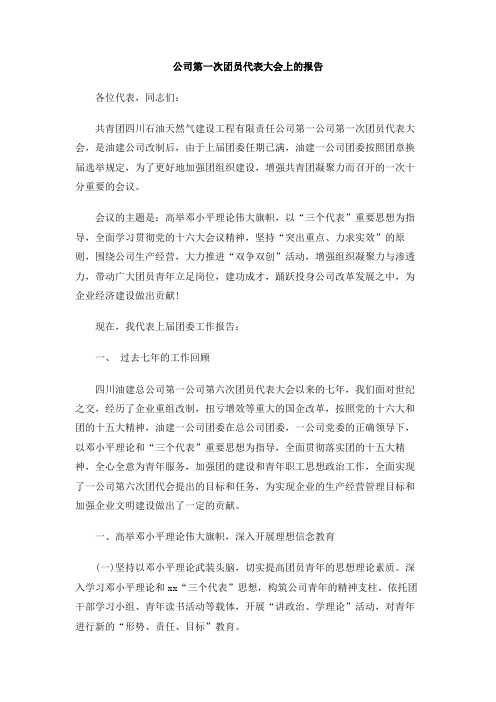 公司第一次团员代表大会上的报告(1)