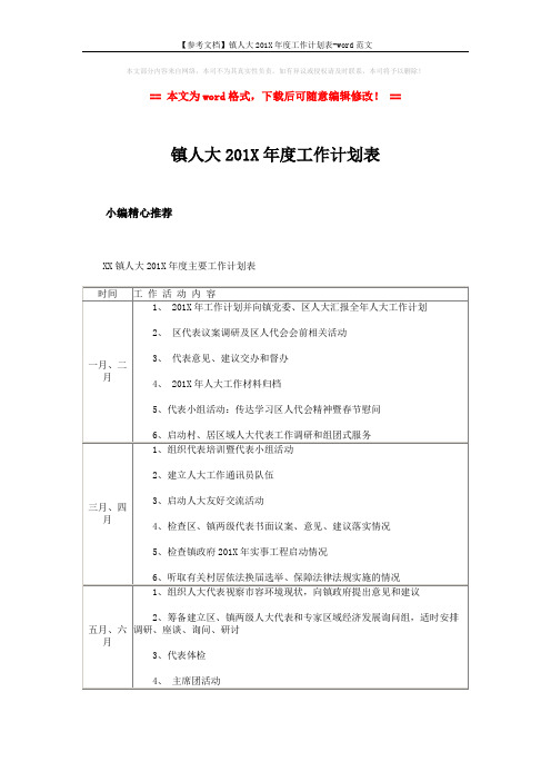 【参考文档】镇人大201X年度工作计划表-word范文 (2页)