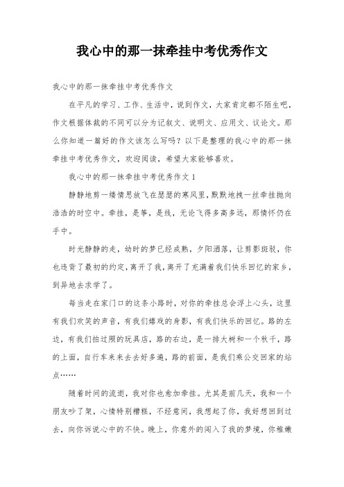 我心中的那一抹牵挂中考优秀作文