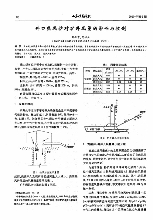 井口热风炉对矿井风量的影响与控制