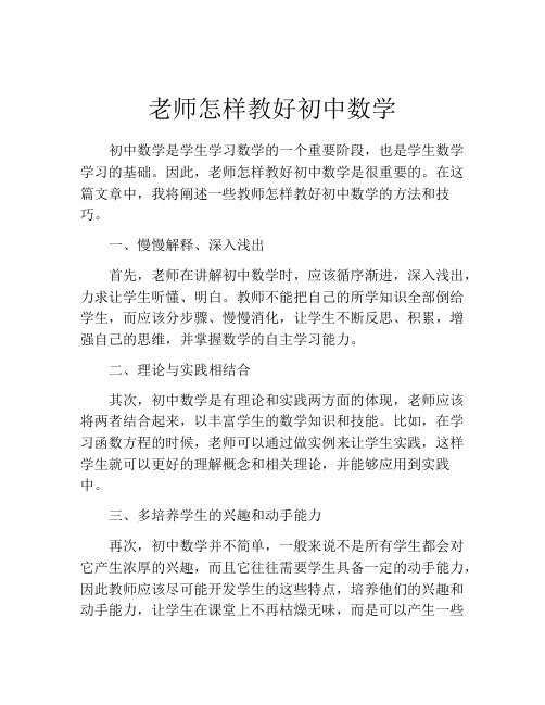 老师怎样教好初中数学