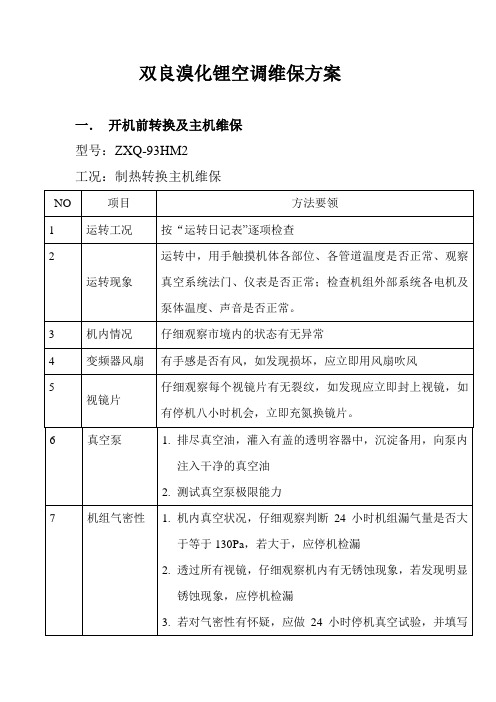 双良溴化锂空调维保方案