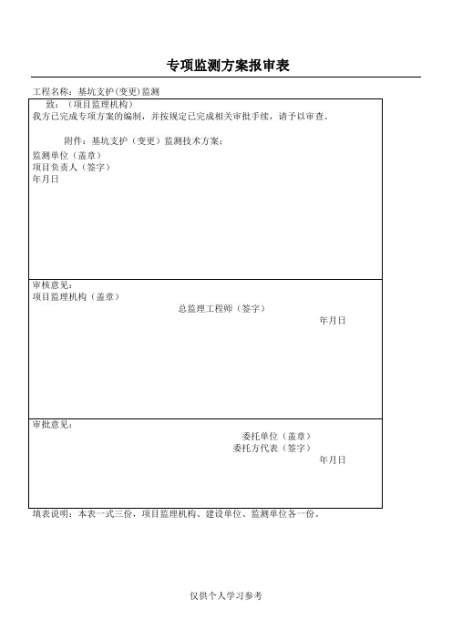 基坑监测专项施工方案报审表