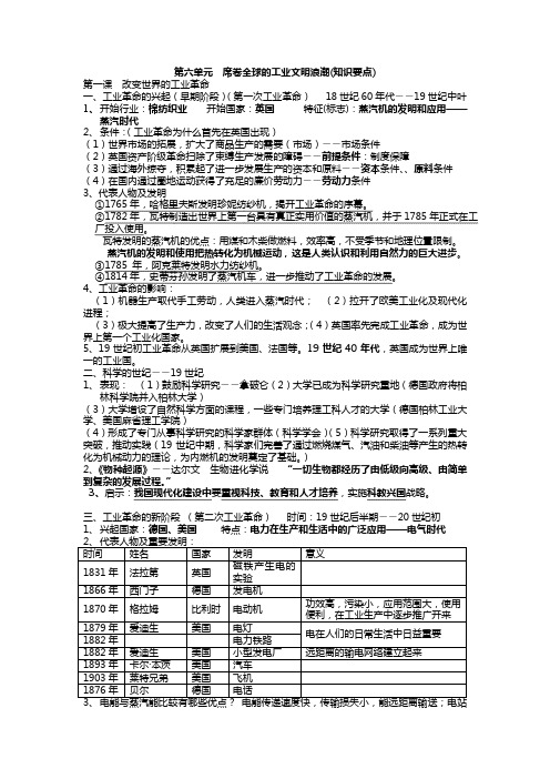 第六单元席全球的工业文明浪潮