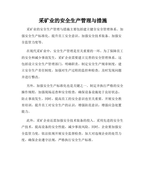 采矿业的安全生产管理与措施