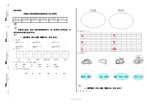 实验幼儿园托管班综合检测试卷A卷 附答案