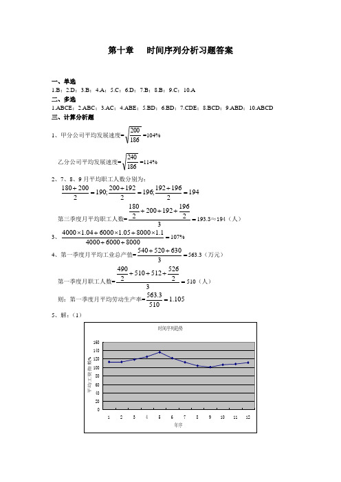 统计学课后答案(第3版)第10章时间序列分析习题答案