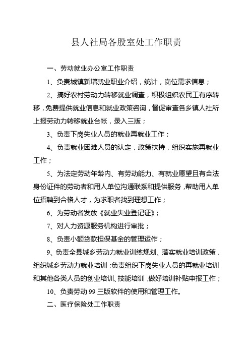 县人社局各股室处工作职责---中国定陶---引导页讲课讲稿