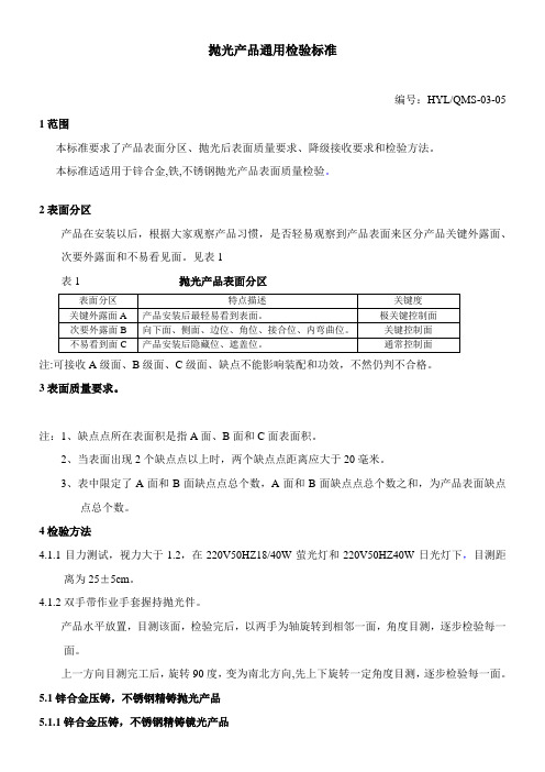 抛光检验通用标准