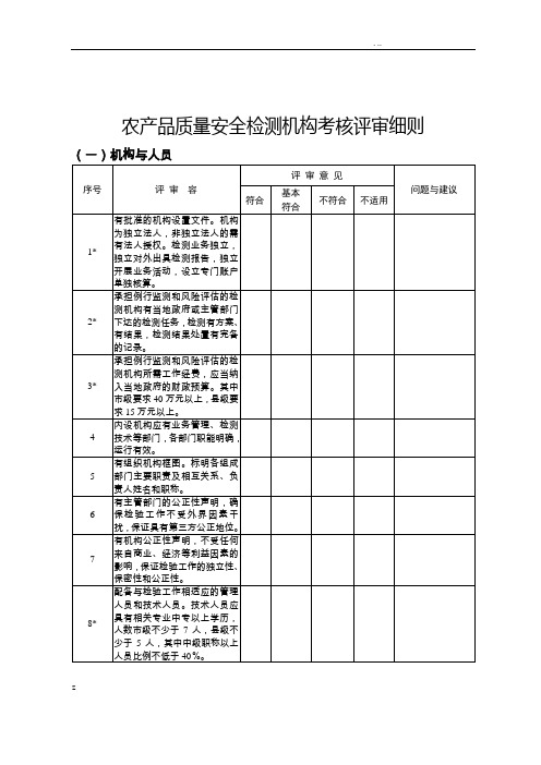 农产品质量检测考核评审细则