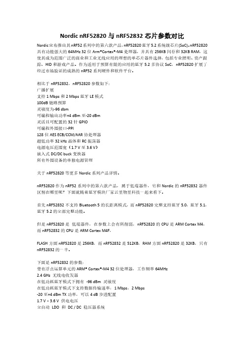 NordicnRF52820与nRF52832芯片参数对比