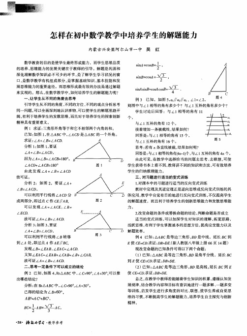 怎样在初中数学教学中培养学生的解题能力