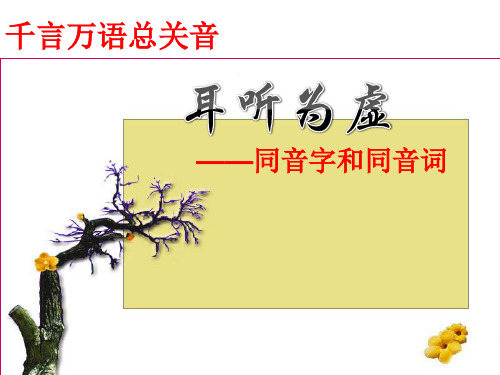 耳听为虚——同音字和同音词(实用)