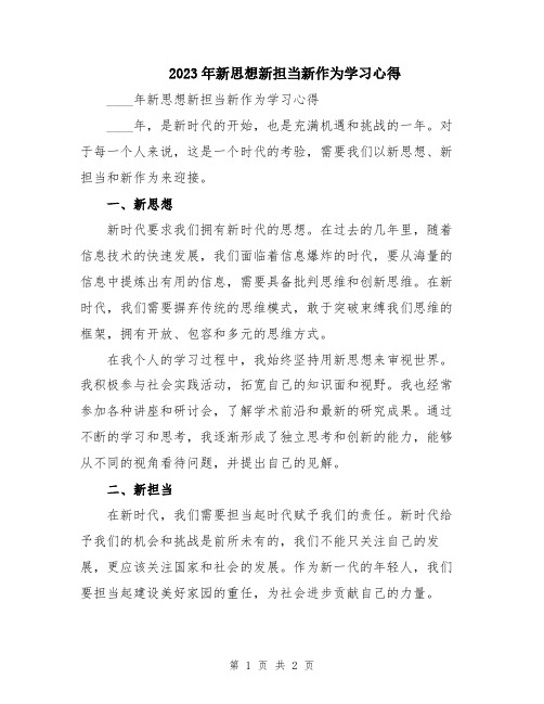 2023年新思想新担当新作为学习心得