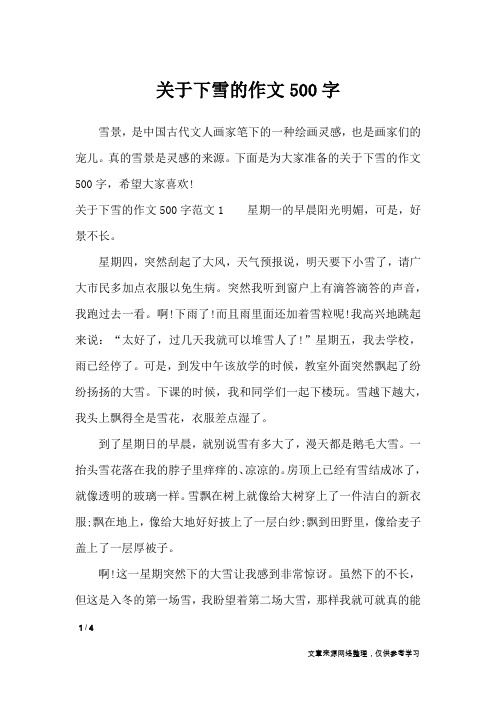 关于下雪的作文500字_优秀作文