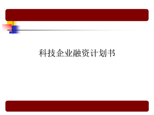 科技企业融资计划书