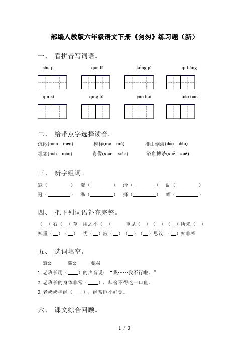 部编人教版六年级语文下册《匆匆》练习题(新)