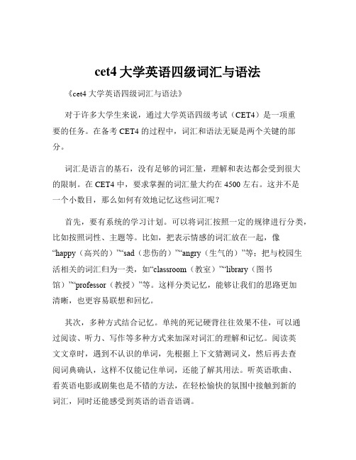 cet4大学英语四级词汇与语法