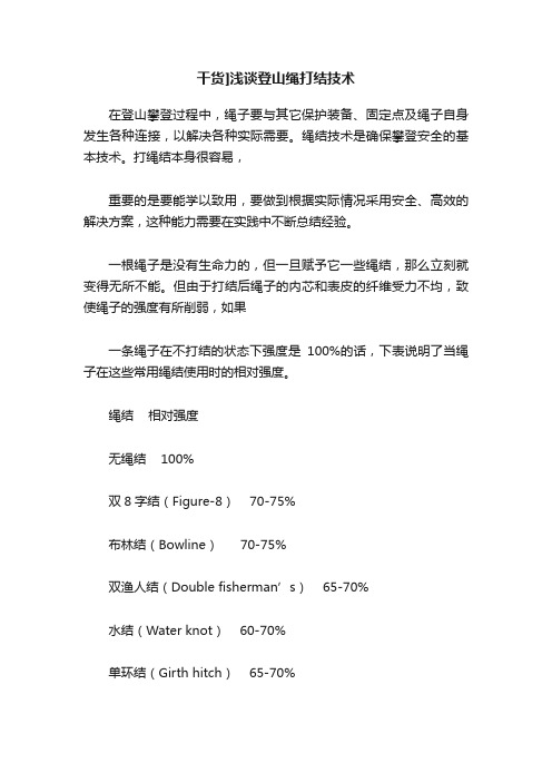 干货]浅谈登山绳打结技术