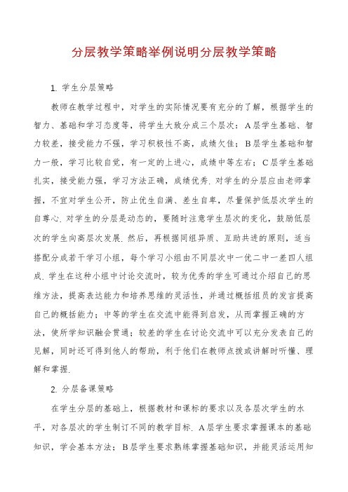 分层教学策略举例说明分层教学策略