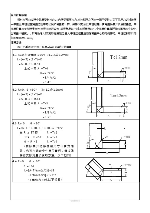 冲压折弯展开计算