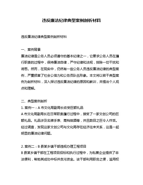 违反廉洁纪律典型案例剖析材料