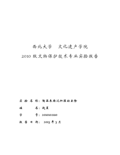 陶器表面沉积膜的去除实验报告