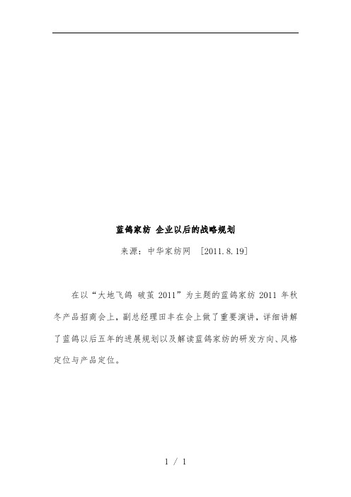 家纺公司企业未来的战略规划