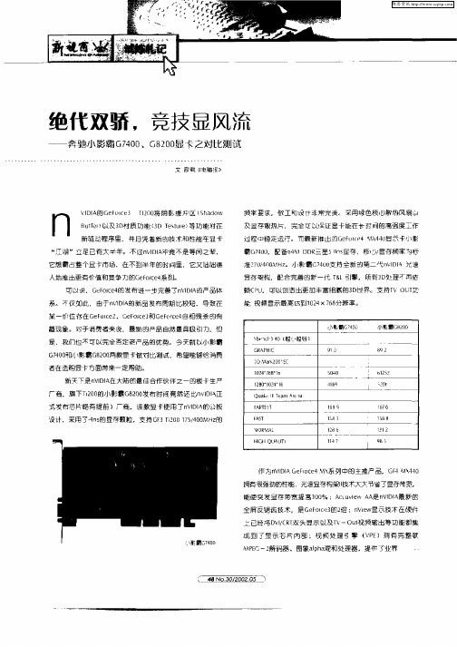 绝代双骄,竞技显风流——奔驰小影霸G7400、G8200显卡之对比测试