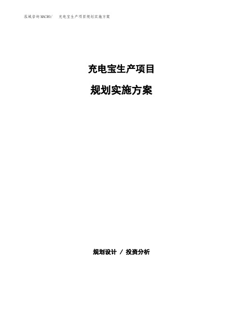 充电宝生产项目规划实施方案