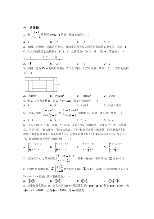 成都石室佳兴外国语学校七年级数学下册第八单元《二元一次方程组》经典练习(提高培优)