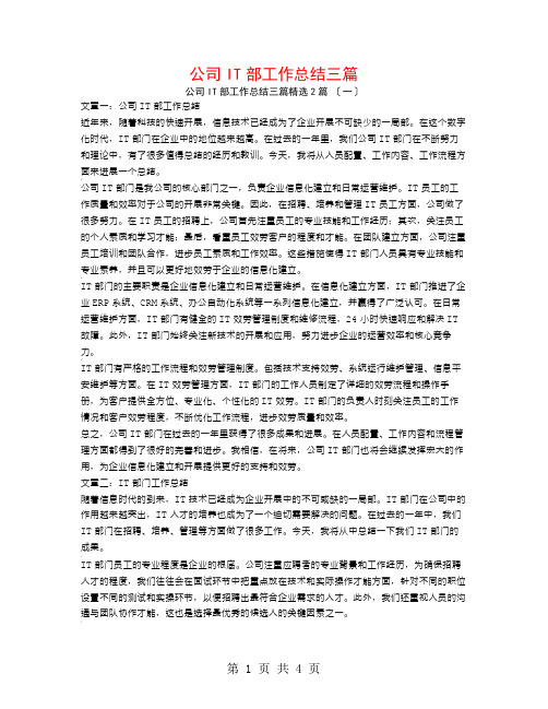 公司IT部工作总结三篇2篇