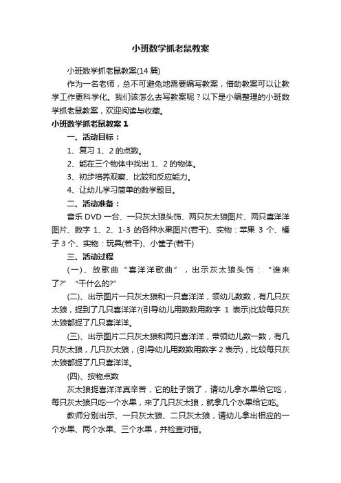 小班数学抓老鼠教案（14篇）