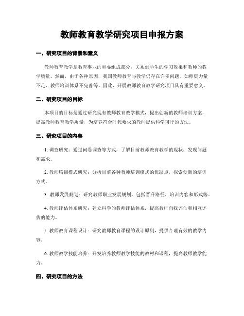 教师教育教学研究项目申报方案