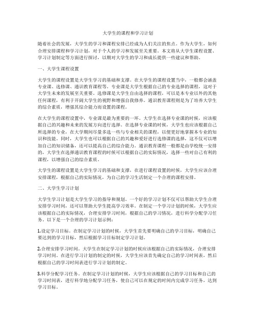 大学生的课程和学习计划