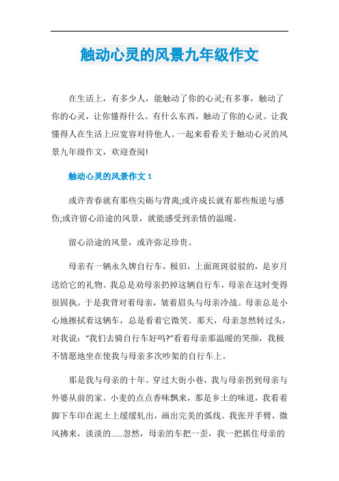 触动心灵的风景九年级作文