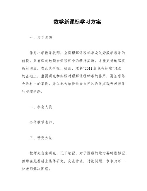 数学新课标学习方案