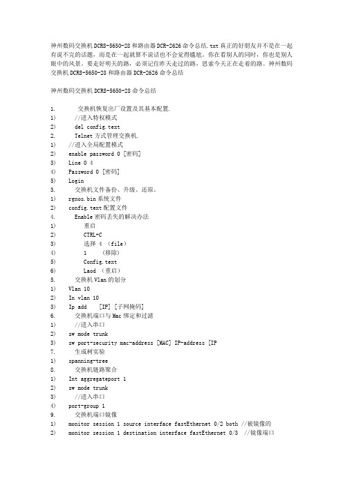 神州数码交换机DCRS-5650-28和路由器DCR-2626命令总结