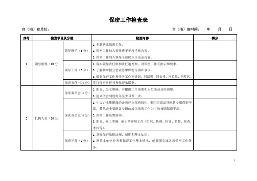 保密工作检查表