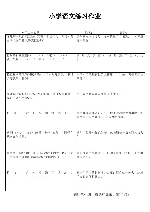 小学六年级语文自学自评I (49)