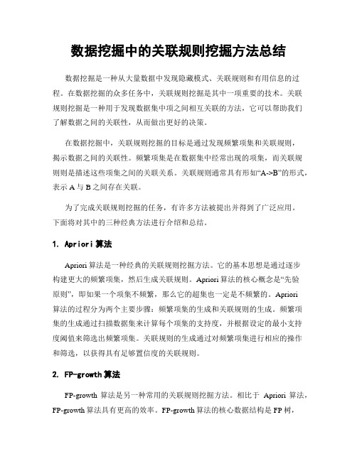 数据挖掘中的关联规则挖掘方法总结