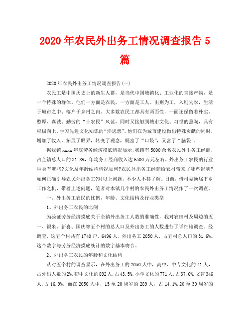 2020年农民外出务工情况调查报告5篇