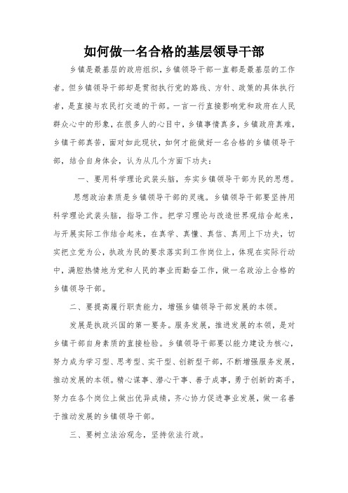 如何做一名合格的基层领导干部