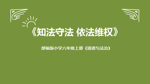 六年级道德与法治上册 (知法守法 依法维权)教育教学课件