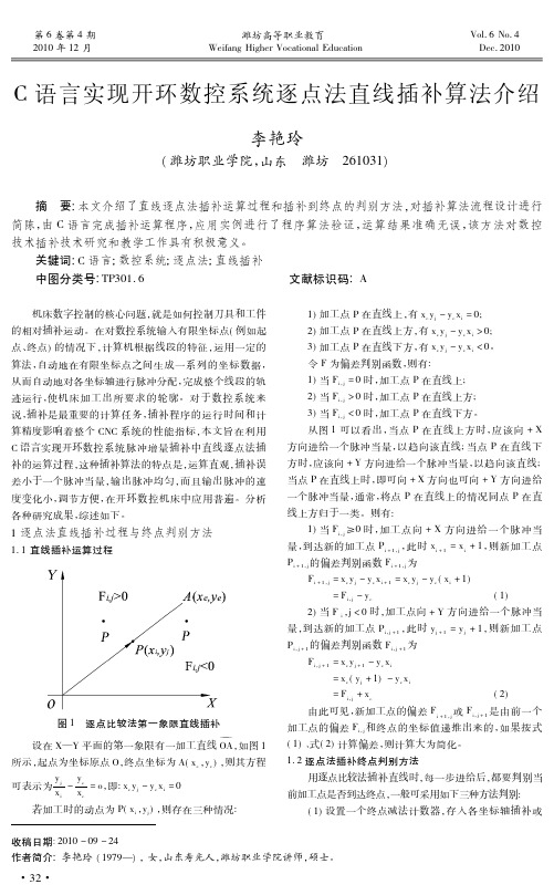 C语言实现开环数控系统逐点法直线插补算法介绍